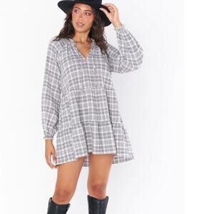 NWT Show Me Your Mumu Birdie Mini Dress Windowpane Plaid Size XL